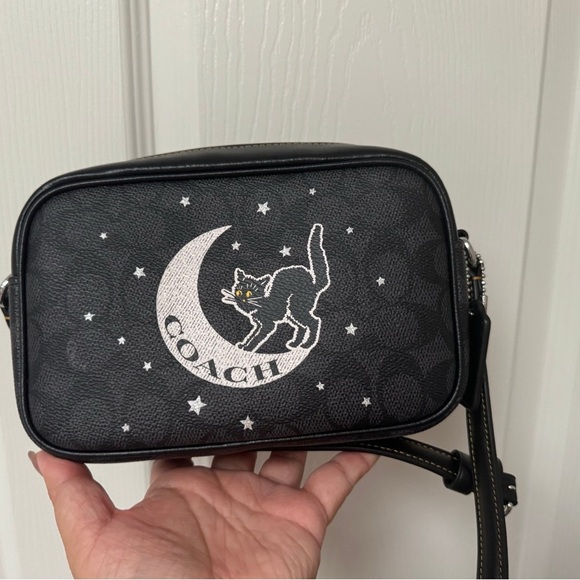 Coach Mini Jamie Camera Bag In Signature Canvas With Halloween Cat Graphic CY349